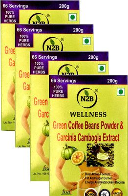 

N2B PACK OF 4 OF GARCINIA CAMBOGIA EXTRACT & GREEN COFFEE POWDER - FAT & SUGAR BURNER - SLIMMING FORMULA - METABOLISM & ENERGY BOOSTER 200gX4(800 g)