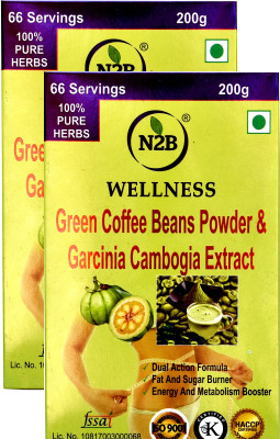 

N2B PACK OF 2 OF GARCINIA CAMBOGIA EXTRACT & GREEN COFFEE POWDER - FAT & SUGAR BURNER - SLIMMING FORMULA - METABOLISM & ENERGY BOOSTER 200gX2(400 g)