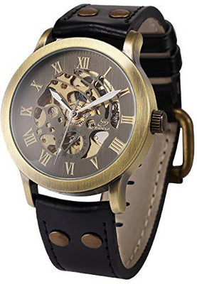 

AMPM24 grey11595 AMPM24 Vintage Roman Steampunk Skeleton Self-Winding Mechanical Leather Band Men's Watch PMW199 Watch - For Men