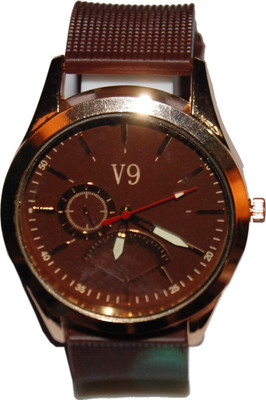 

v9 golden brown strap Watch - For Men