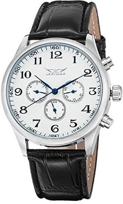 

GuTe Mechanical white9894 GuTe Old Fashion Mens Auto Mechanical Wristwatch White Dial Blue Hands Day Date 24hrs Watch - For Men