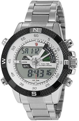 

SharkNinja White 7302 Steel Porbeagle Shark Men's Army Sport Wrist Watch Analog Digital Lcd Chronograph SH046 Watch - For Men