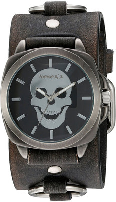 

Nemesis black22866 Nemesis 'Skull Head Series' Quartz Stainless Steel and Leather Watch, Color:Black (Model: KFRB935K) Watch - For Men & Women