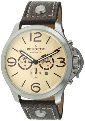 

Peugeot Beige8973 Peugeot Automatic MK912TBR Men's Silver Stainless Steel Multifunction Brown Leather Watch Watch - For Men
