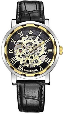 

GuTe Mechanical Black13260 GuTe Classic Skeleton Unisex Mechanical Hand-wind Wrist Watch Steampunk Style Watch - For Men