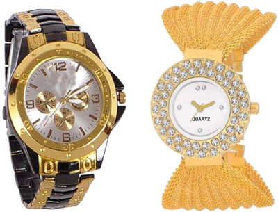 

faas Analogue White Dial Fancy Black & Gold (Couple) FW-0145 Watch - For Couple