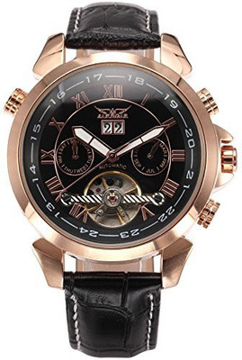 

AMPM24 Black12732 AMPM24 Men's Rose Gold Case Date Aviator Automatic Mechanical Leather Watch PMW282 Watch - For Men
