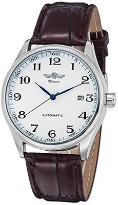 

GuTe Mechanical White 15393 Gute Classic WINNER Mechanical Watch white Dial Blue Hands PU Band Self-wind Men-standard Watch - For Men