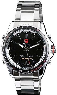

SharkNinja Black 7263 Mako Shark LED Quartz Digital Date Day Men Fashion Sport Stainless Steel Watch SH003 Watch - For Men