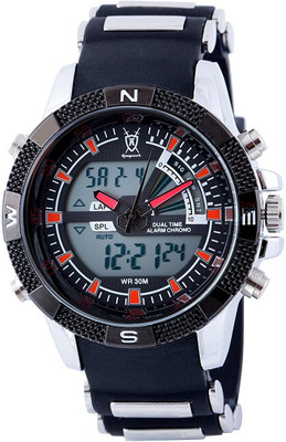 

Konigswerk black20751 Konigswerk Mens Alarm LCD Dual Time Chronograph Black Band Red Second Hand Military Sport Watch AQ202901G Watch - For Men