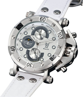 

Konigswerk White9084 Konigswerk Men's Watch White Genuine Leather White Dial Multifunction Day Date Sun Moon AQ101130G Watch - For Men