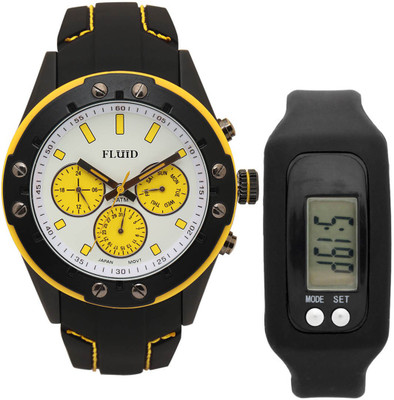 

FLUID FDFFL-103-WH-YL With Digital Band Watch - For Men