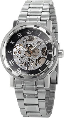 

AMPM24 black11499 AMPM24 Transparent Black Silver Men's Skeleton Hand-winding Mechanical Wrist Watch Gift PMW220 Watch - For Men