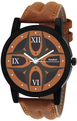 Keepkart Brown Leather Strap Designer Dial Watch For Boys Watch - For Men