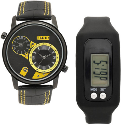 

FLUID FMFFL-126-IPB-BK04-YL With Digital Band Watch - For Men