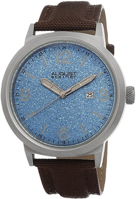 

August Steiner blue11958 August Steiner Men's AS8088BU Blue Dial Stainless Steel Brown Canvas Strap Watch Watch - For Men