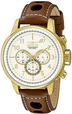 

Invicta White12414 Invicta Men's 16011 S1 "Rally" 18k Gold Ion-Plated Watch with Brown Leather Strap Watch - For Men