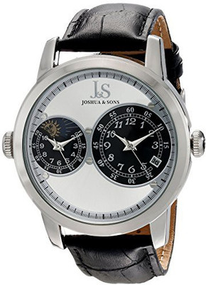 

Joshua & Sons Silver 16101 Joshua & Sons Men's JS87SS Silver Quartz Watch With Silver Dial and Black Leather Strap Watch - For Men