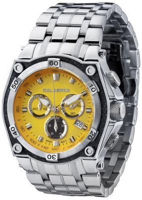 

Calabria yellow11517 CALABRIA - AUTUNNO - Yellow Dial Chronograph Men's Watch with Carbon Fiber Bezel and Stainless Steel Band Hybrid Watch - For Men