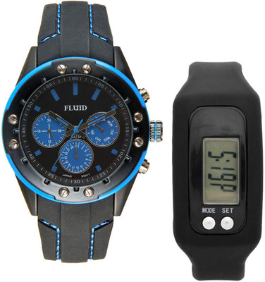 

FLUID FMFFL-103-BK-BL With Digital Band Watch - For Men
