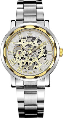 

GuTe Mechanical White13263 Retro Orkina Gold White Mens Skeleton Mechanical Stainless Steel Wrist Watch Watch - For Men & Women