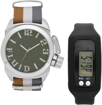 

FLUID FDFFL-202-GR-YWGRY With Digital Band Watch - For Men