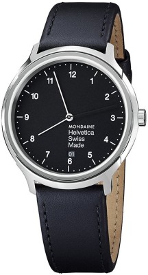 

Mondaine Black 15357 Mondaine Unisex MH1.R2220.LB Helvetica No1 Regular Analog Swiss Quartz Black Leather Watch Watch - For Men