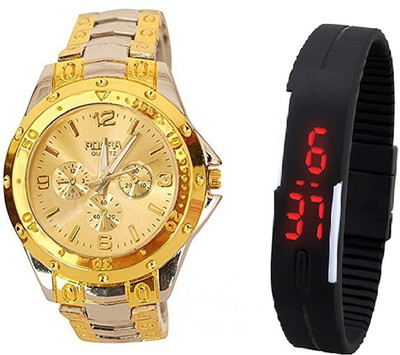 

faas Gold Stainless Steel Analog+ Led (Combo) FW-0146 Watch - For Men