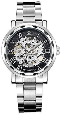 

GuTe Mechanical Black 15921 GuTe Steampunk Style Silver Black Men's Skeleton Mechanical Hand-wind Wrist Watch Watch - For Women
