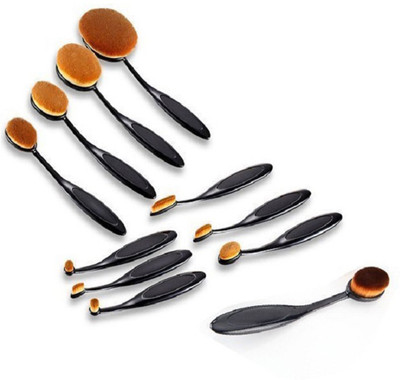 

Glamouroui 11pcs Black Toothbrush Curve Makeup Tool Oval Foundation Brush(Pack of 11)
