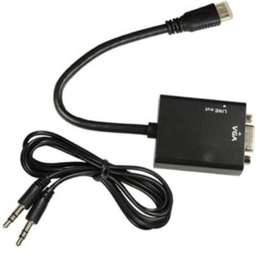

Microware Mini HDMI Male to VGA Female With 3.5mm Aduio Cable Adapter HDMI Adapter(Compatible with Mobile, Laptop, Tablet, Mp3, Gaming Device, Black)