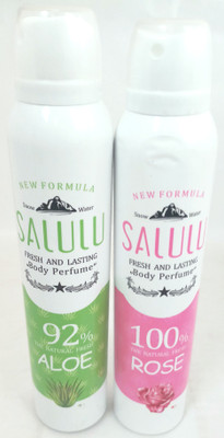 

Salulu Fresh & Lasting Body Perfume Men & Women ( Rose & Aloe)200ML Deodorant Spray - For Men & Women(200 ml, Pack of 2)