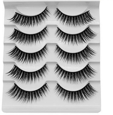 Stylazo 5 Pairs Reusable False Eyelashes Thick Fake Long Cross Eyelash Extension For Bridal Makeup(Pack of 5)