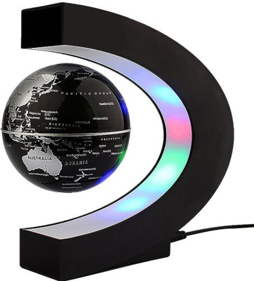 

Baskety Baslety Magnetic Levitation Floating World Map Globe with C Shape Base, 3" Rotating Planet Earth Globe Ball Anti Gravity LED Light Lamp- Educational Gifts for Kids, Home Office Desk Decoration(Black)