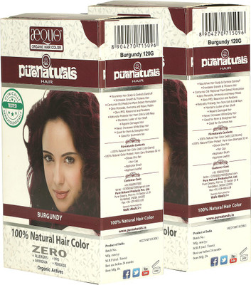 Pure Naturals ORGANIC 100% BURGUNDY POWDER HAIR COLOR- 120GM(PACK OF 2) Hair Color(BURGUNDY)