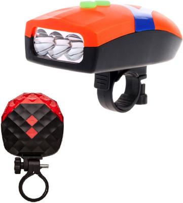 

FurMito Bicycle Front Light Within Horn AND Tail Laser LED Front Rear Light Combo(Orange, Black, Red), Red;white