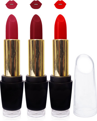 

Seven cosmetics makeup day night matte lipstick super fashion kiss proff non transfer set of 3 color(hot red,red,maroon)