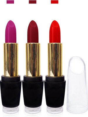 

Seven cosmetics makeup day night matte lipstick super fashion kiss proff non transfer set of 3 color(purple,red,maroon)