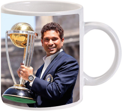 MUGKIN Sachin tendulkar & MS Dhoni with ICC World cup 2011 Ceramic Coffee Mug(350 ml)
