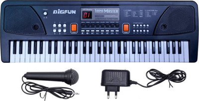 BigFun 61 keys Electronic Piano Keyboard with LED Display & Microphone(Black)