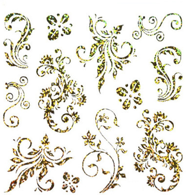 

Imported Holographic Holo Nail Art Decal Stickers Water Transfer Slider Decals Latest K9(Gold)