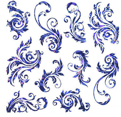 

Imported Holographic Holo Nail Art Decal Stickers Water Transfer Slider Decals Latest K8(Blue)