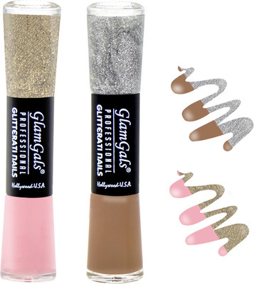 

GlamGals combo of 2 Glitterati Nail Polish LightPink, Coffee(Pack of 2)