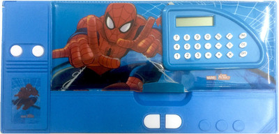 

NeoTask Jumbo Spiderman Calculator Cute KIdz Art Plastic Pencil Box(Set of 1, Blue, Multicolor)