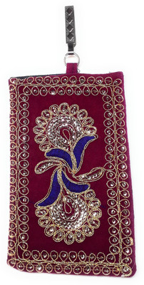 

Unique Fashion Ethnic Pink Velvet Embroidered Raw Silk Saree Clutch / Mobile Pouch With Waist Clip For Women Mobile Pouch(Pink)
