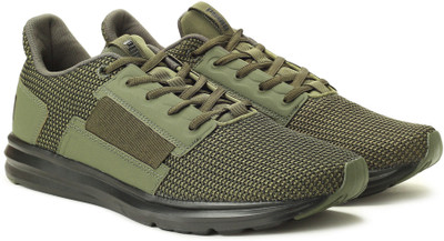 

Puma Enzo Street Knit IDP Running Shoes For Men(Olive, Forest night-puma black