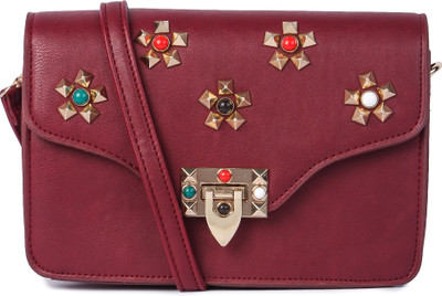 

Machli Girls Maroon PU Sling Bag