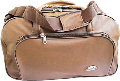 

Muccasacra Stylish Durable and Spacious Chocolate Beige coloured Trolley Duffel Bag Length 23 Inches Small Travel Bag - 12 / 23 / 12"(Brown)