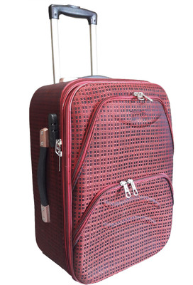 

Aqeeq Red Small Checks Double Front Pocket Stylish Travel Luggage Trolley Suitcase Bag Cabin Luggage -  inch(Red