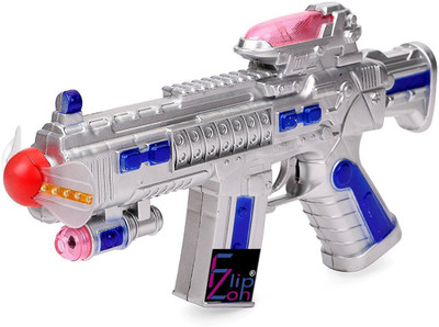 

CLAP N TAP Space Gun Toy With Led Matrix Flashing Rotating Fan - Assorted Color(Silver)